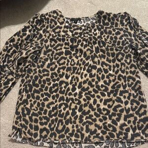 J. Crew Animal Print Blouse - Black and Brown